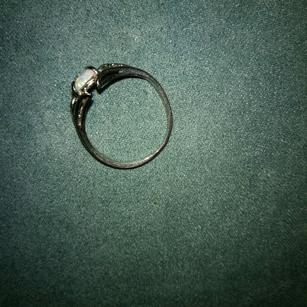 Oval Opal Ring Sterling Silver Setting - image 2